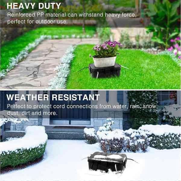 Waterproof Outdoor Electrical Junction Box, Extension Cord Protector, Weatherproof, Protects Outlets, Plugs, Power Strips Black