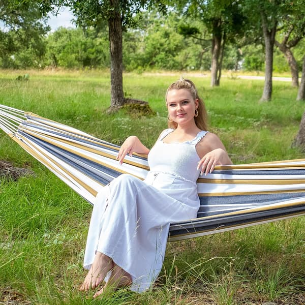 Outdoor Camping Hammock, Includes Hanging Ropes and Storage Bag, Canvas, Coffee Brown, 260 x 80 cm