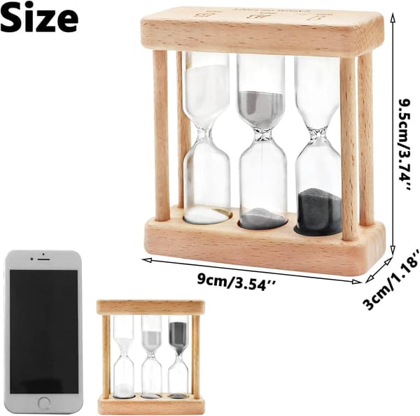 (Vit+grå+sort) Timeglas Timer 1+3+5 Minutter Mini Træ Timeglas