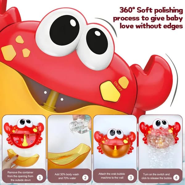 Baby Bath Toy - Crab Shaped Bubble Machine with Music - From 18 Months - Newborn Gift (DB)