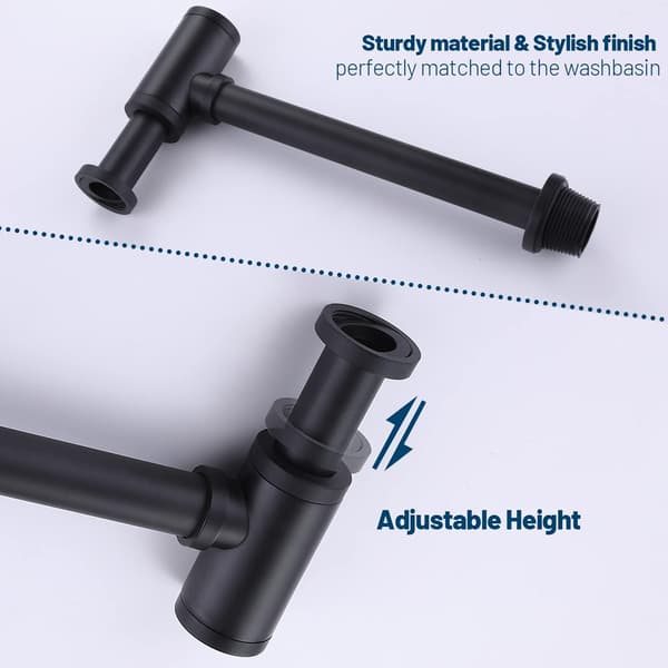 Versatile Plumbing Essential, Extra Long Extension Hose, Round Bottle Trap with Solid Brass and Silicone, Easy Disassembly and Cleaning, Lifetime