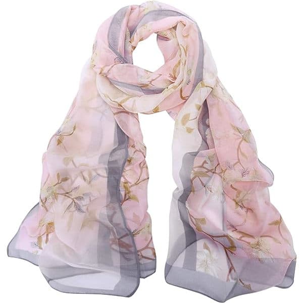 Blomstrete chiffonsjal - Lett sjal dame blomstrete chiffonsjal kvinner for sommer