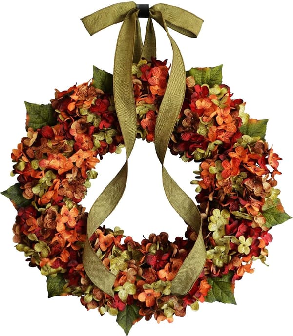 Autumn Wreath with Hydrangea - Rustic Home Decor, Fall Wreaths, Autumn Wreath
