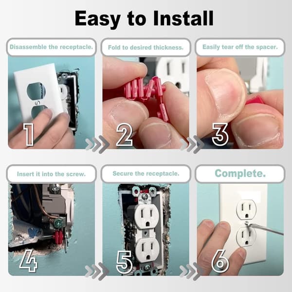 48 Pieces - Outlet Spacers - Switch and Outlet Spacers - Outlet Accessories - Perfect for Securing Loose Outlets - Red