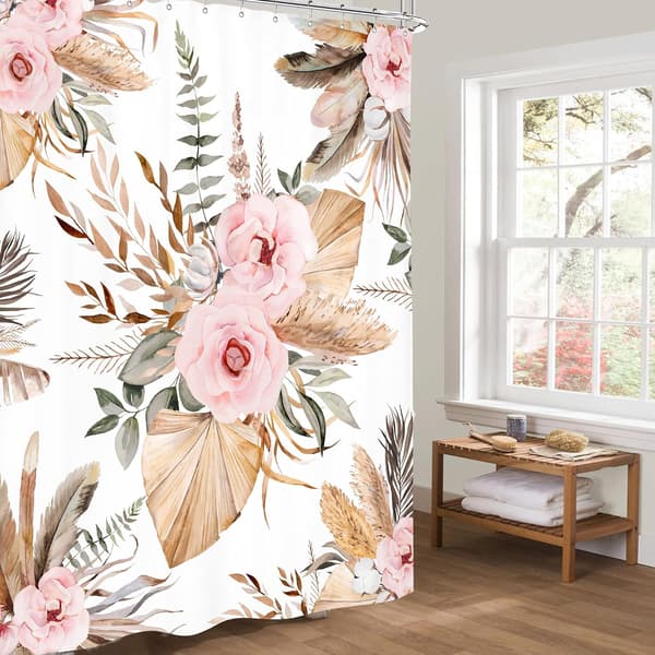 Boho Bohemsk Rose Blomstret Dusjforheng 59x70.8 Tommer Blush Flow