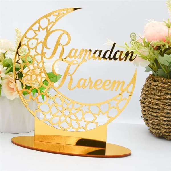 1 stk Akryl Eid Mubarak Borddekorasjon, Ramadan Måne Nattlampe, Ramadan Mubarak Dekorasjon, Måne Stjerne Ramadan