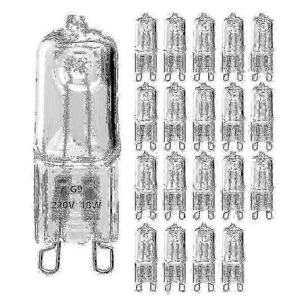 20 pcs G9 Halogen Bulbs, 18W Transparent Dimmable Halogen Lamps