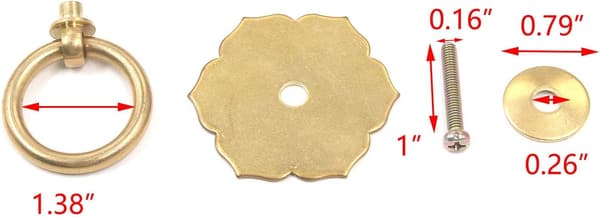 2 stk. gull 2,16 \"x2 \" antikk bronse skap dør skuff solid kobber