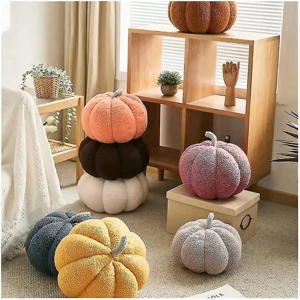 Gresskarformede puter Dekorative puter Chic fleece rutete pute for sofa hjem