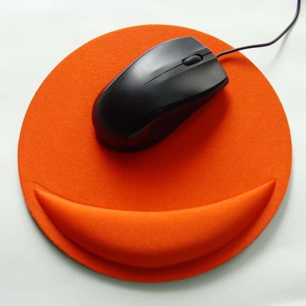 Orange musemåtte med pude - Spillehåndledsstøtte - Musemåttehåndledsstøtte - Komfort med ergonomisk håndledsstøtte - Vandafvisende og vaskbar - P