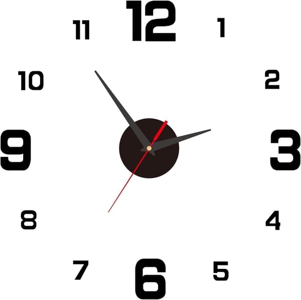 DIY Wall Clock 40cm, Modern Digital Wall Clock with Silent Movement, 3D Acrylic Design, Wall Decor for Living Room Bedroom
