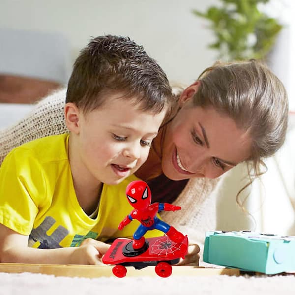 Spider Man Legetøjsbil til Børn, Spider Man Køretøj med Lyd og Lys, 360° Stunt Legetøjsbil, Spid
