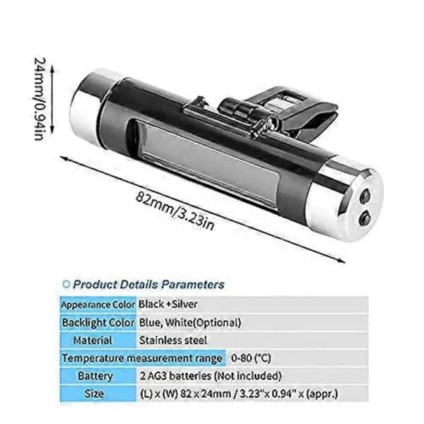 NA/Bil Temperatur Ur Clip-on Bil Termometer Auto Dashboard Digitale Ure Køretøj Temperaturmåler med Baggrundsbelysning