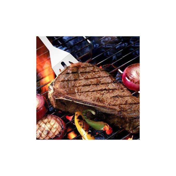 5-delt grillredskapssett med termometer, bæreveske i rustfritt stål, grilltilbehør, camping Lys grå Light grey