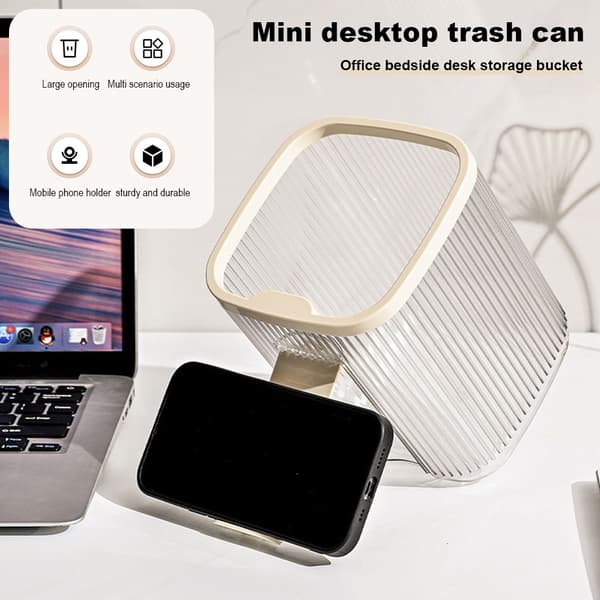 Mode Mini Skrivebords Papirkurv Stor Åbning Multipurpose Papirkurv Holder Til Dagligstue Stone Black