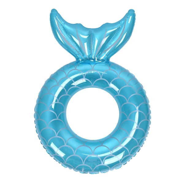 Blue Fishtail Inflatable Swim Ring Pool Float for Adult Beach Holiday