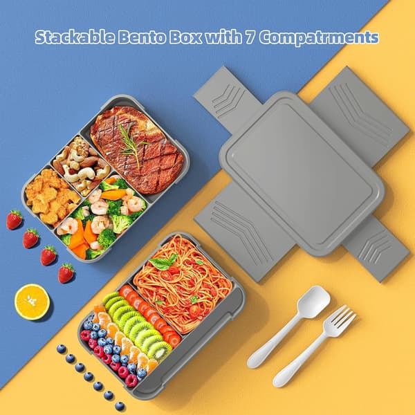 Bento madkasse til børn, stabelbare Bento madbeholdere til voksne, til børn tilbage til skolen, måltider og snacks til på farten