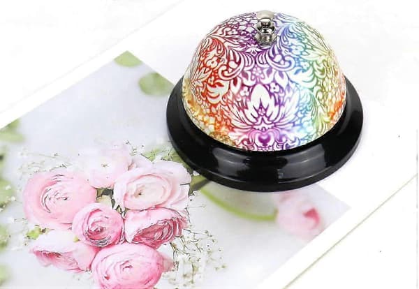 Floral Steel Table Clock for Tea and Dinner - Reception Hotel Bell - Ringing