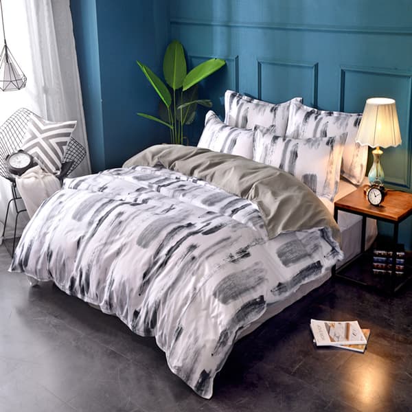 Sengetæppesæt - Grå/Multi (240x220cm)