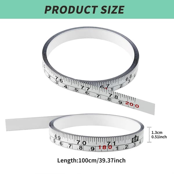 2-pack självhäftande måttband, 78 tum 200 cm avdragbar linjal -
