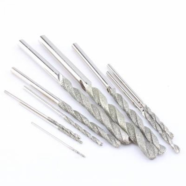 10 stk, 0,8-4,0 mm, diamantslibesæt, bor til glasfliser a