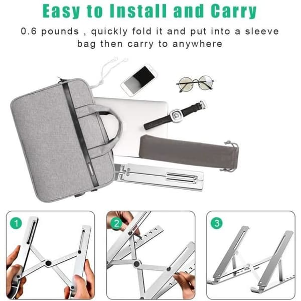 Stillcool® Foldbart Laptopstativ Skridsikkert Multi-vinkel PR Tablet iPad Aluminiumslegering Sølv