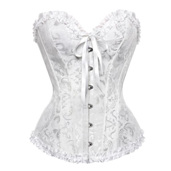 Women's Floral Corset Braless Strapless Lingerie White M m