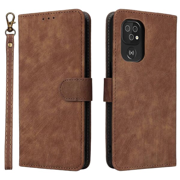 PU Leather Wallet Case with Stand and Strap for Doro 8100/8200 [DB] Brown Brown