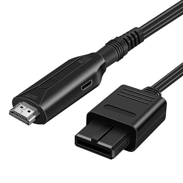 HD N64/Gamecube/SNES til HDMI-konverter - Plug and Play 1080p HD-link - Wiistar HD-kompatibel (FMY) Sort
