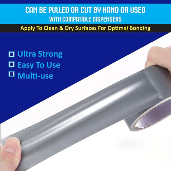 Duct Tape 10M Waterproof Silver Grey Permanent Adhesive Strong Reliable Gaffer Tape Ideal Construction Bonding Tasks Multi-Purpose Super Sticky Fabric Surface