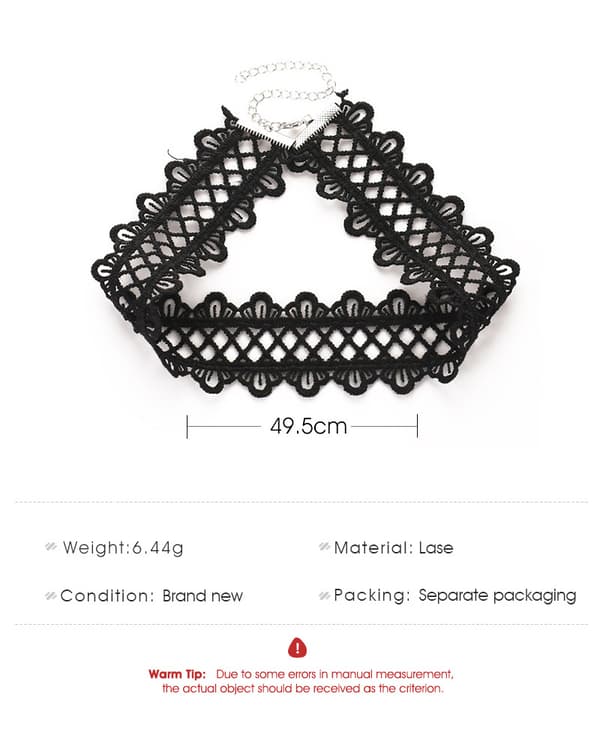 Sort gotisk hul blonde choker halskæde bred blonde halskæde kæde