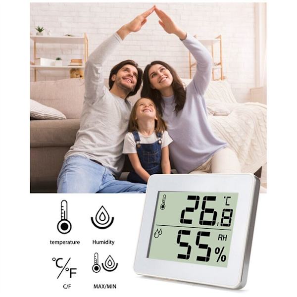 Digital hygrometer termometer, indendørs hygrometer, hjemmetemperatur termometer sensor måler, grønt rum