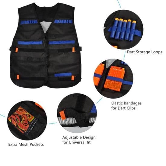 Nerf N-Strike1 Tactical Kit Tactical Vest + 20 Bullets + 6 Magazines + Wrist Strap + Goggles + Mask