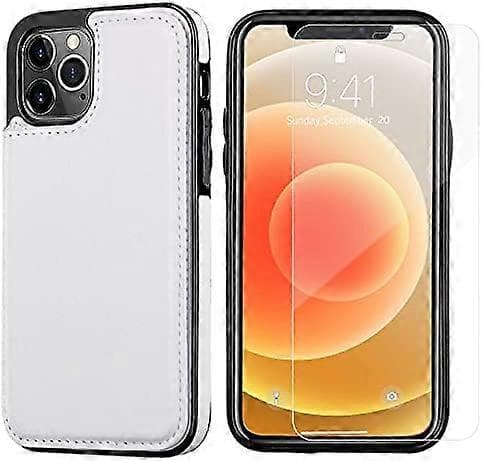 2-pack Wallet Case Compatible with iPhone 12 Pro/12, Slim Protective Case with Card Holder, PU Leather Stand Card Holder Case with a Screen Protector