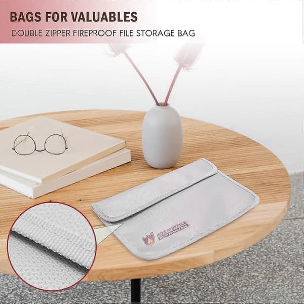 Fireproof Document Bag, Waterproof and Fireproof Money Bag with Zipper, Fireproof Safe Storage Bag f