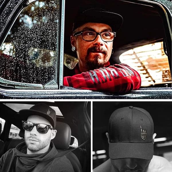 Flade kasketter til mænd Cool Rock Roll Dødningehoved Hat Skelet Hånd Herre Snapback Kasket Baseballkasket Sort Snapback Hatte til Drenge