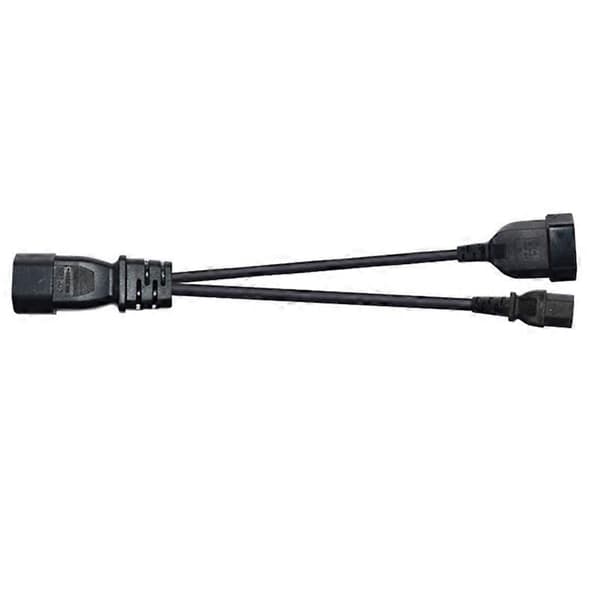 Y-formet strømkabel, IEC320 3-polet C14 til han C13 + 2-hullers EU 4,0 mm hunstik AC-strømkabel