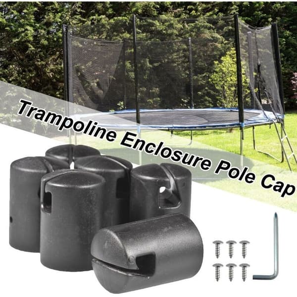 Trampolinrørhetter - Tykke, holdbare trampolinestolpeender, erstatningsbeskyttelse for flatt stålplate toppringsystem, svart,
