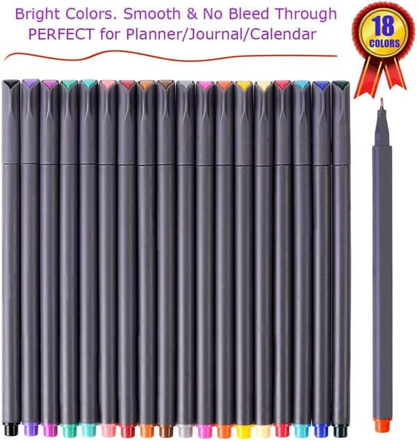 Journal Planner Penne Farvede Penne Fineliner Fin Spids