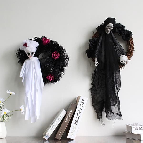 Hodeskallekrans, 81,3 cm, dørkrans, Halloween-dekorasjon