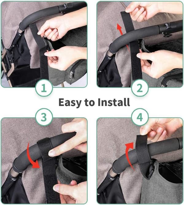 (Sort) Baby Buggy Organizer Baby Klapvogn Barnevogn Kopholder Tasker