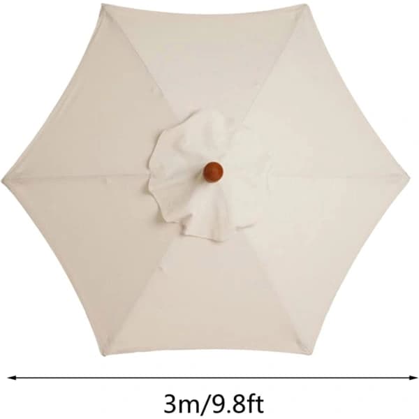 Patio Umbrella Replacement Canopy 3M Polyester Waterproof UV Resistant Removable Washable for Garden Market Table Beige 6 Ribs