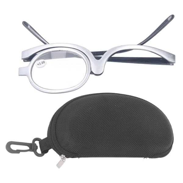 Forstørrelsesmakeupbriller, foldbare enkeltlinse øjenmakeupbriller til kvinder bedstemor +3.00
