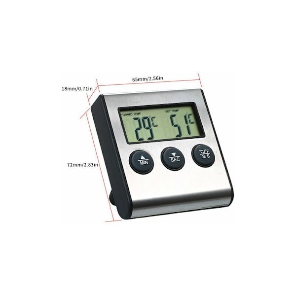 0250°C Madlavningstermometer med alarmtimerfunktion, Kødtermometer til køkken BBQ