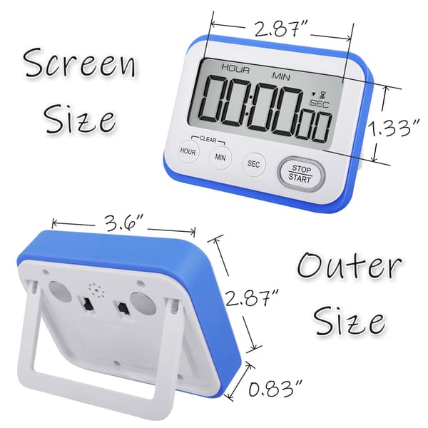 Digital Kitchen Timer Magnetic Loud Siren, Large LCD Screen Silent/Buzzer Multifunctional, Suitable For Teacher Classroom Kids, Black