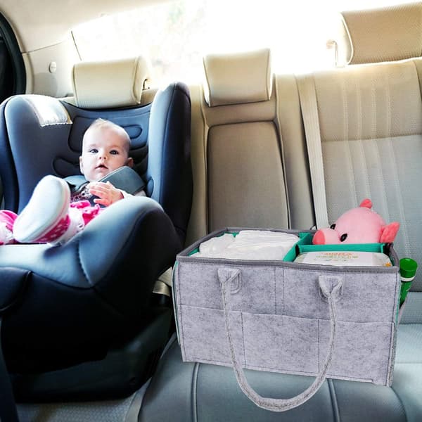 Diaper Caddy, Portable Diaper Changing Storage Basket, Felt Gift Basket for Newborns