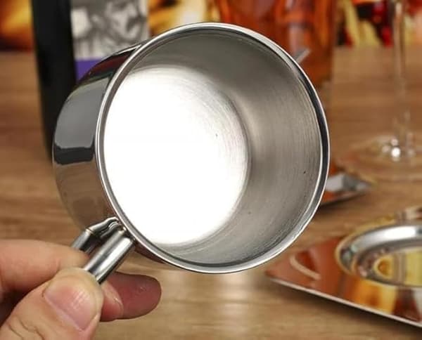 Tekoppsett i rustfritt stål, tekopp kaffekrus med skål og skje, 5,5 oz