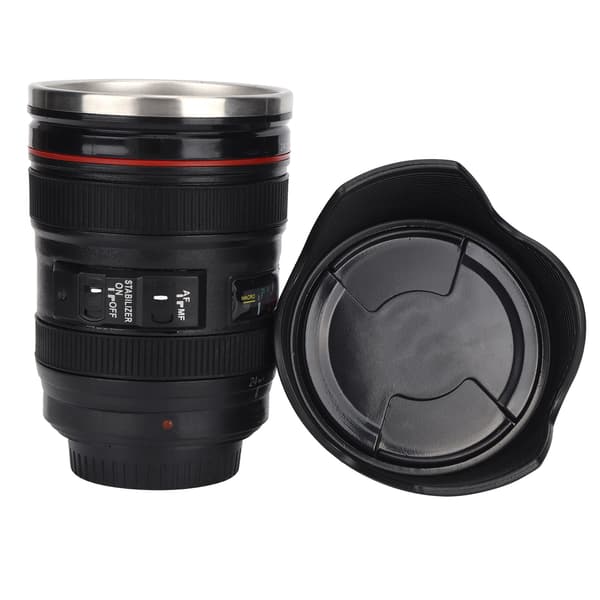 Simulation Camera Lens Cup Stainless Steel Coffee Cup Mugs with Retractable Lid Photographer Lover Gift