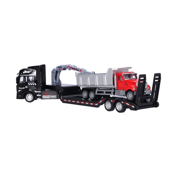 1:50 Engineering Trailer Model Legetøj Bevægelig Arm Køretøjsmodel Sæt Pædagogisk Billegetøj til Børn Byggetrailer med Tippbil