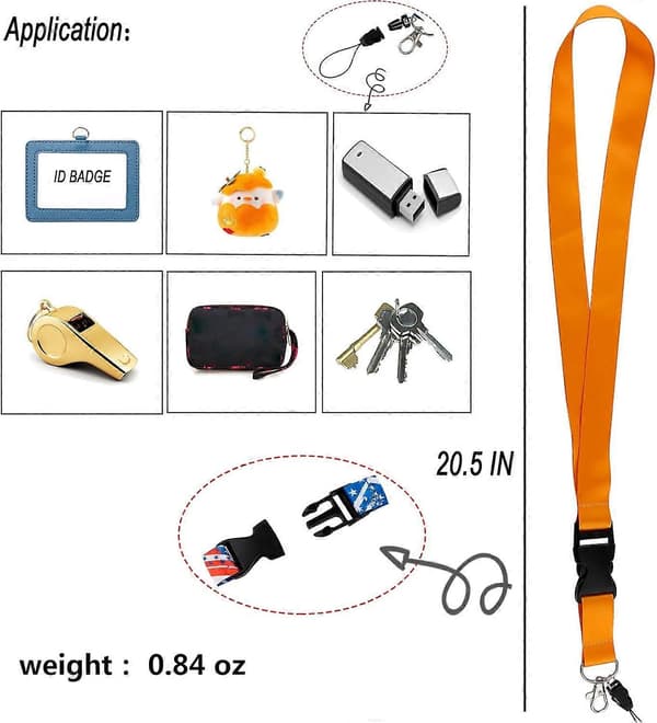Cool Orange Nøglering Nøglesnor til Nøgler ID-Holder Flad Mærkebånd